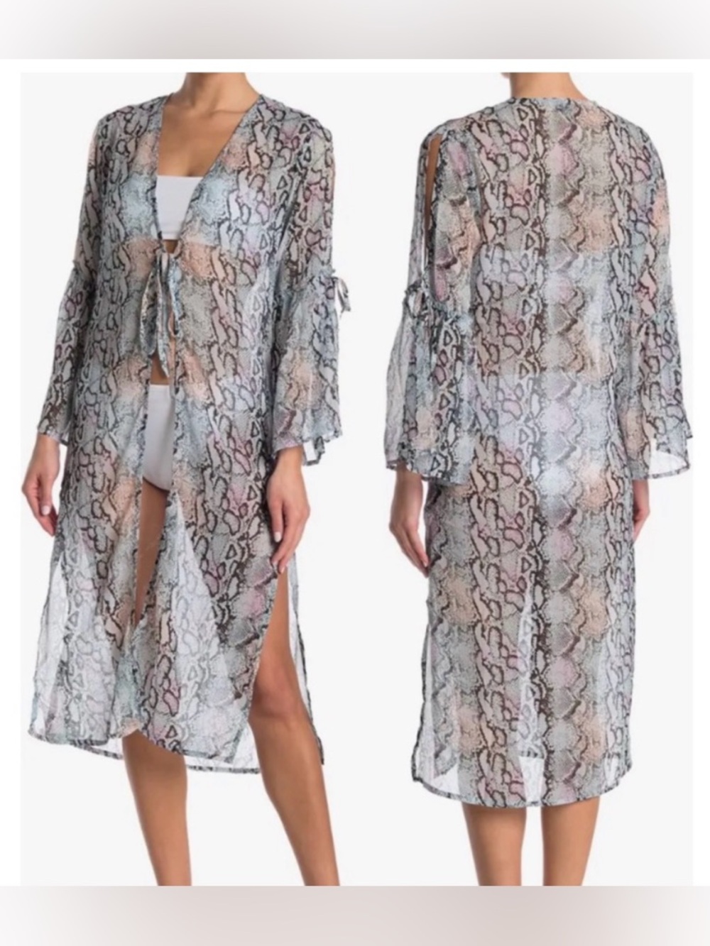 NWT [Kendall + Kylie] Duster or Swim Snakeprint Cover-Up Women's Size Large